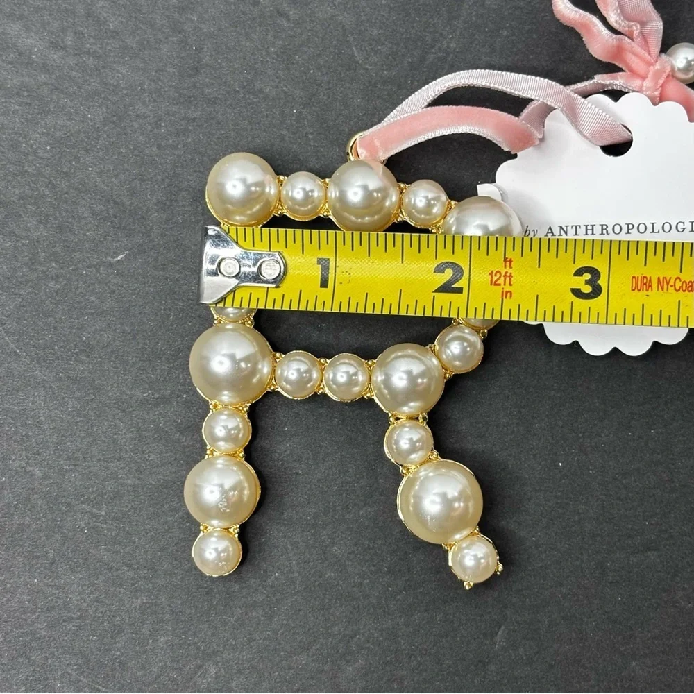 Anthropologie Pearl Monogram Ornament Christmas letter R NWT